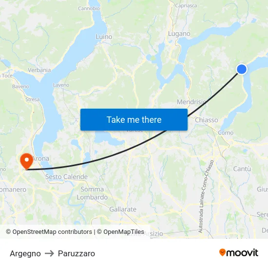 Argegno to Paruzzaro map