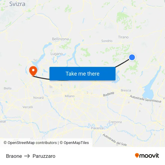 Braone to Paruzzaro map