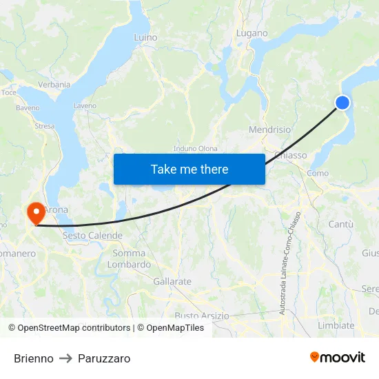 Brienno to Paruzzaro map