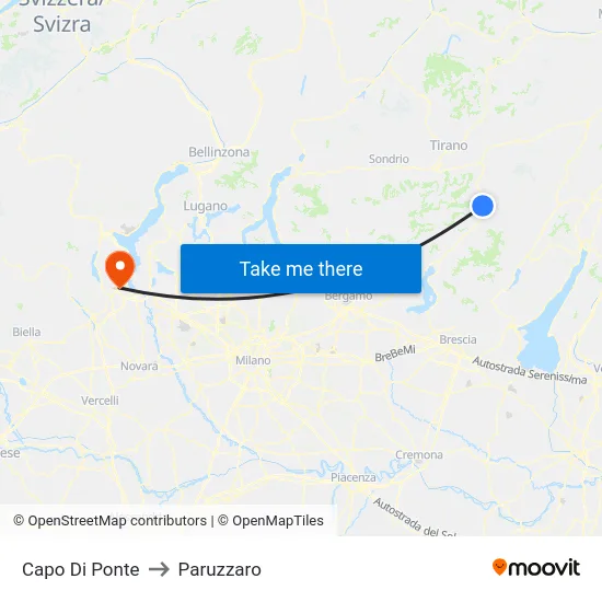 Capo Di Ponte to Paruzzaro map