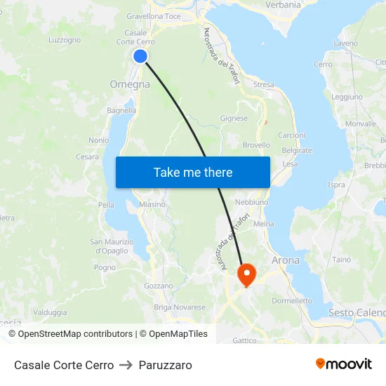 Casale Corte Cerro to Paruzzaro map