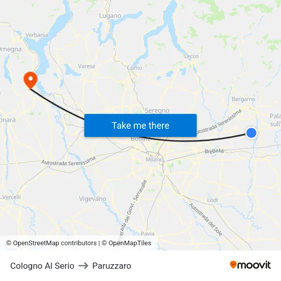 Cologno Al Serio to Paruzzaro map