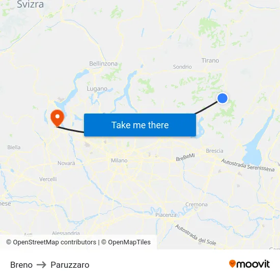 Breno to Paruzzaro map