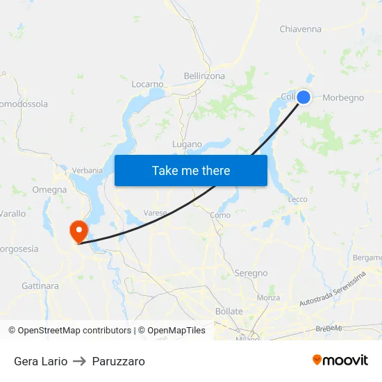 Gera Lario to Paruzzaro map