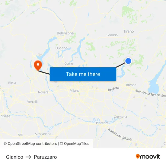 Gianico to Paruzzaro map