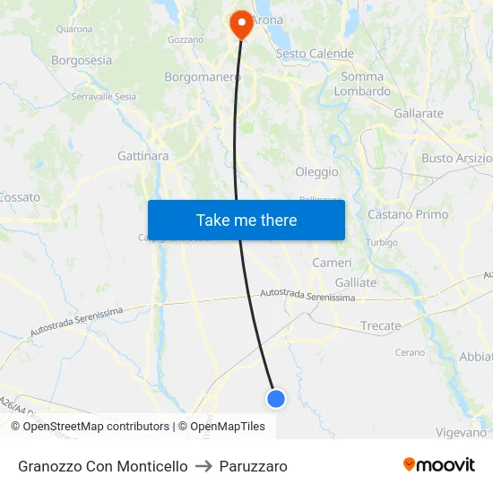 Granozzo Con Monticello to Paruzzaro map
