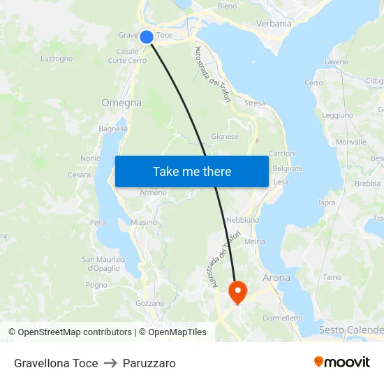 Gravellona Toce to Paruzzaro map