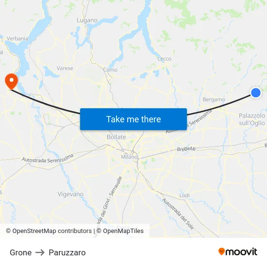 Grone to Paruzzaro map