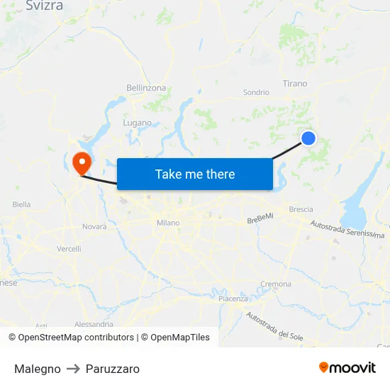 Malegno to Paruzzaro map