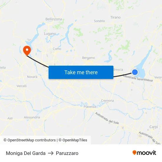 Moniga Del Garda to Paruzzaro map