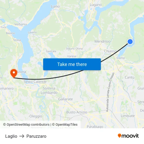 Laglio to Paruzzaro map