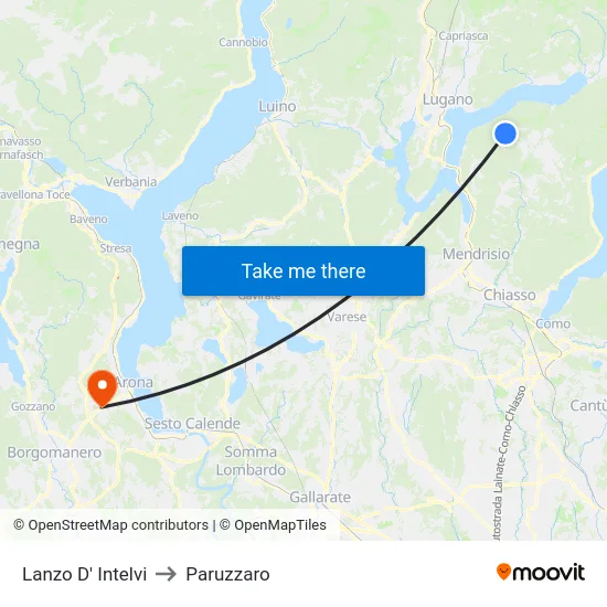 Lanzo D' Intelvi to Paruzzaro map
