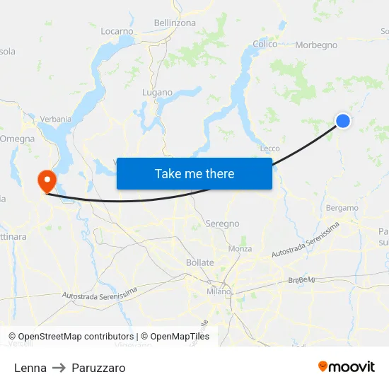 Lenna to Paruzzaro map