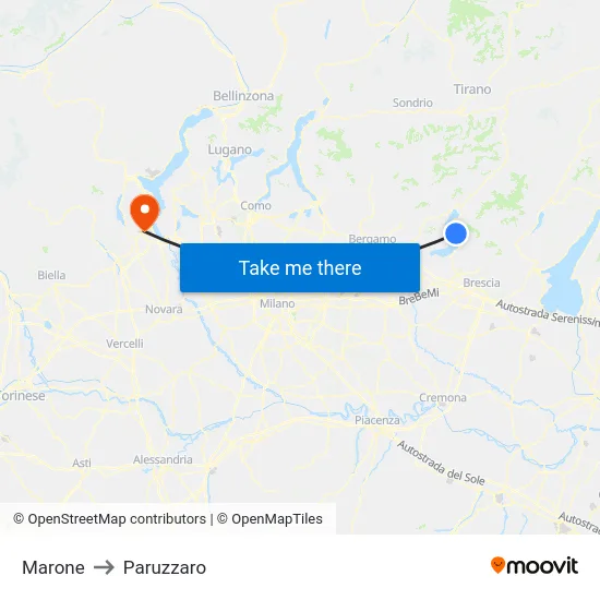 Marone to Paruzzaro map