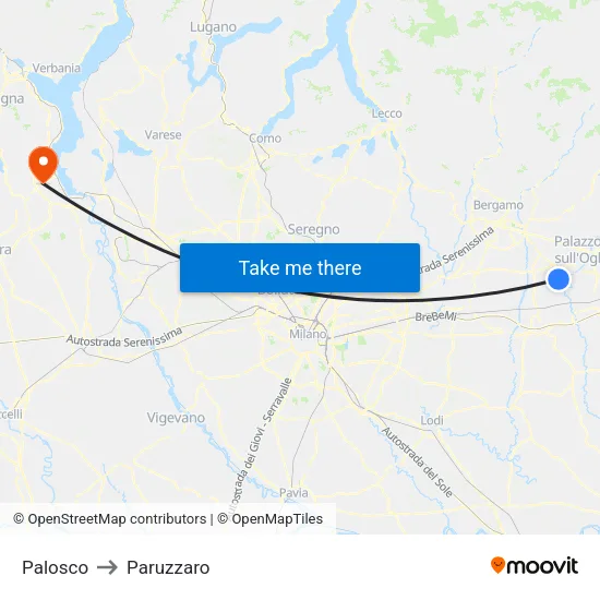 Palosco to Paruzzaro map