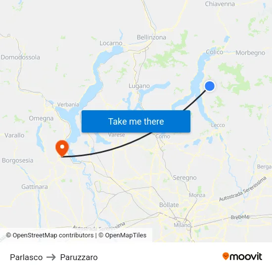 Parlasco to Paruzzaro map