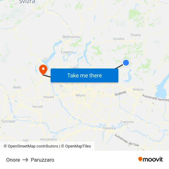 Onore to Paruzzaro map