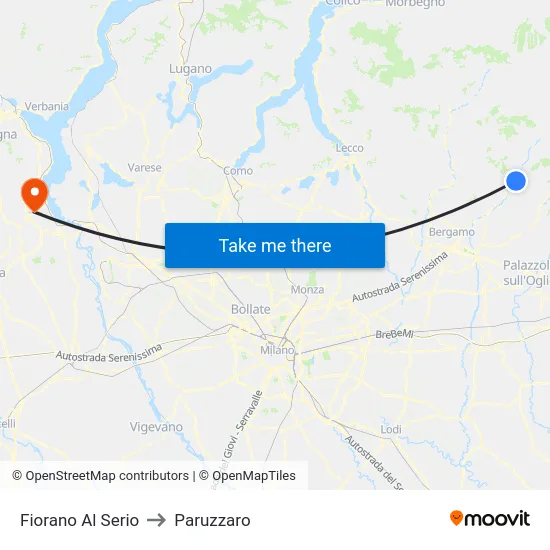 Fiorano al Serio to Paruzzaro map