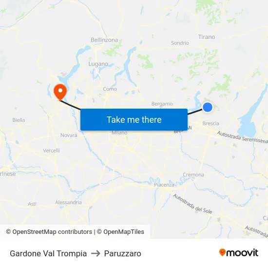 Gardone Val Trompia to Paruzzaro map