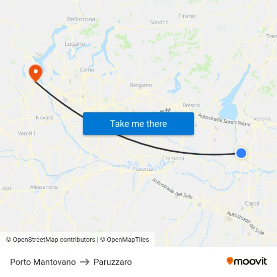 Porto Mantovano to Paruzzaro map