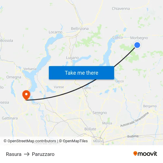 Rasura to Paruzzaro map