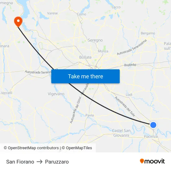 San Fiorano to Paruzzaro map