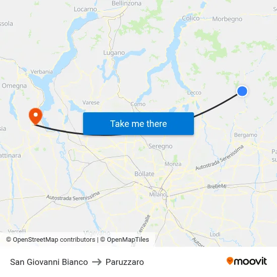 San Giovanni Bianco to Paruzzaro map