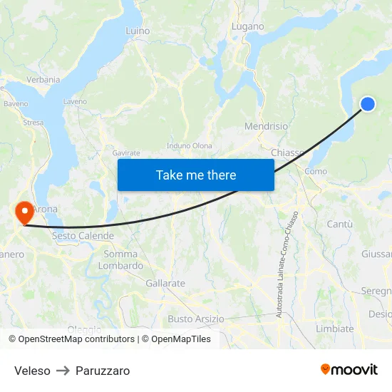 Veleso to Paruzzaro map