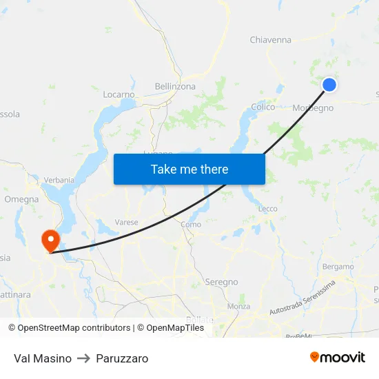 Val Masino to Paruzzaro map