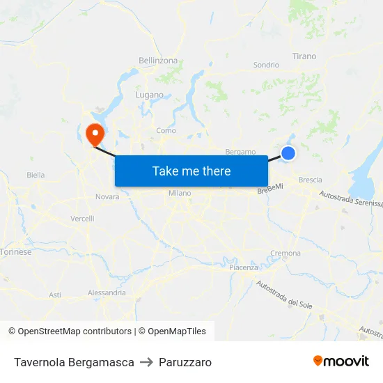 Tavernola Bergamasca to Paruzzaro map
