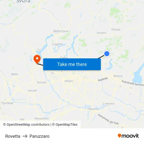Rovetta to Paruzzaro map