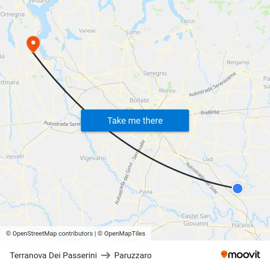 Terranova Dei Passerini to Paruzzaro map
