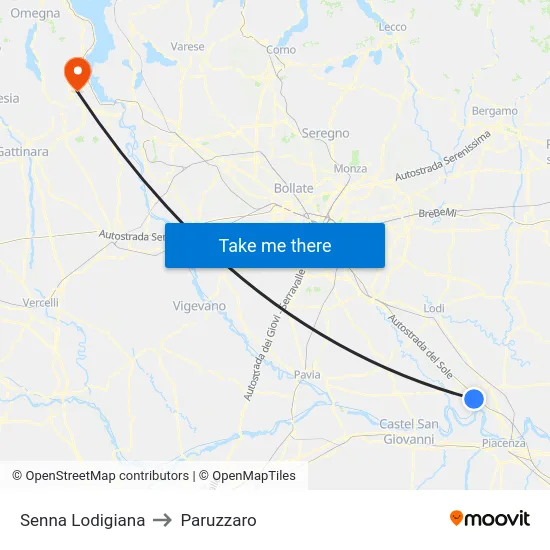 Senna Lodigiana to Paruzzaro map