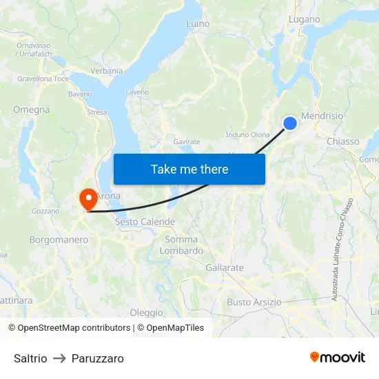 Saltrio to Paruzzaro map
