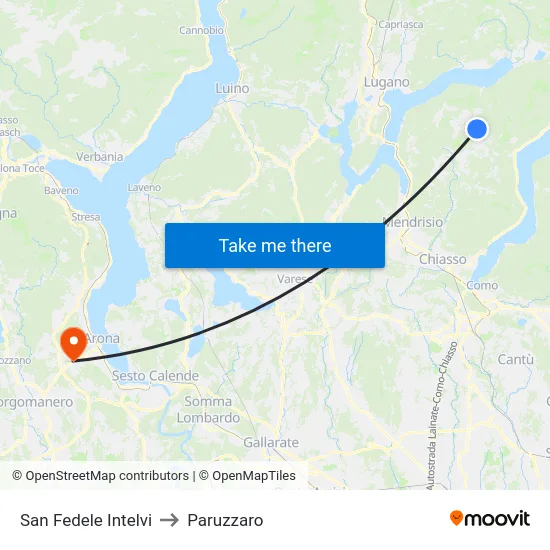 San Fedele Intelvi to Paruzzaro map