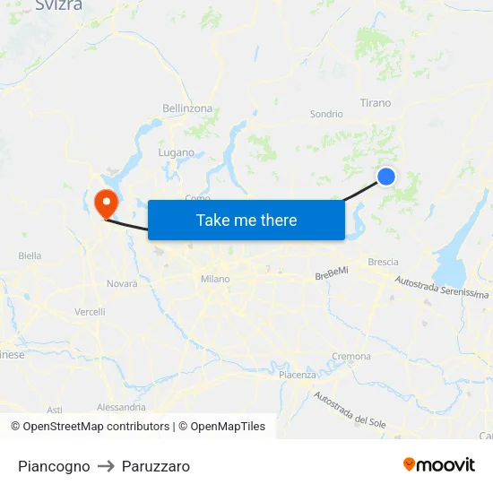 Piancogno to Paruzzaro map