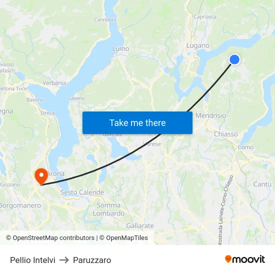 Pellio Intelvi to Paruzzaro map