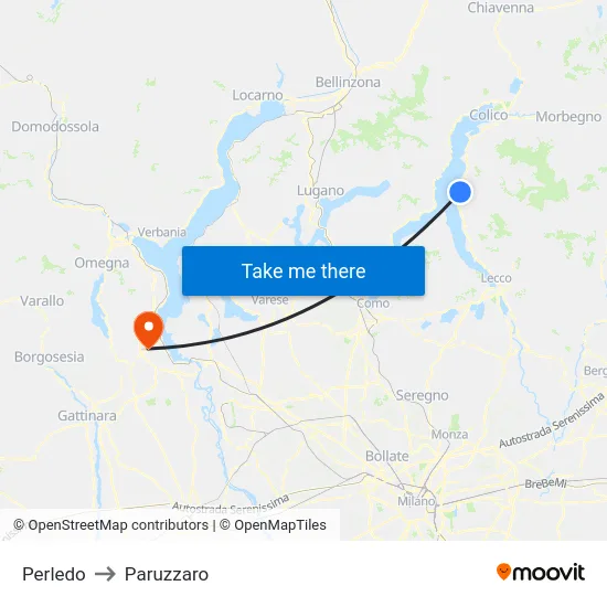 Perledo to Paruzzaro map