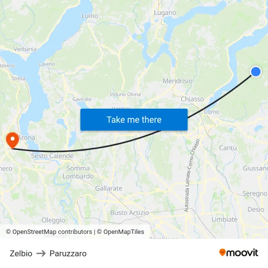 Zelbio to Paruzzaro map