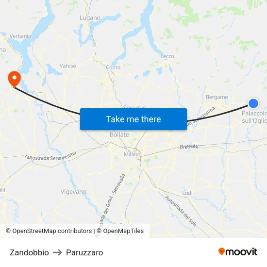 Zandobbio to Paruzzaro map