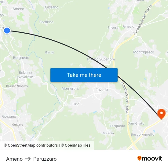 Ameno to Paruzzaro map