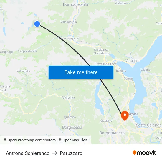 Antrona Schieranco to Paruzzaro map
