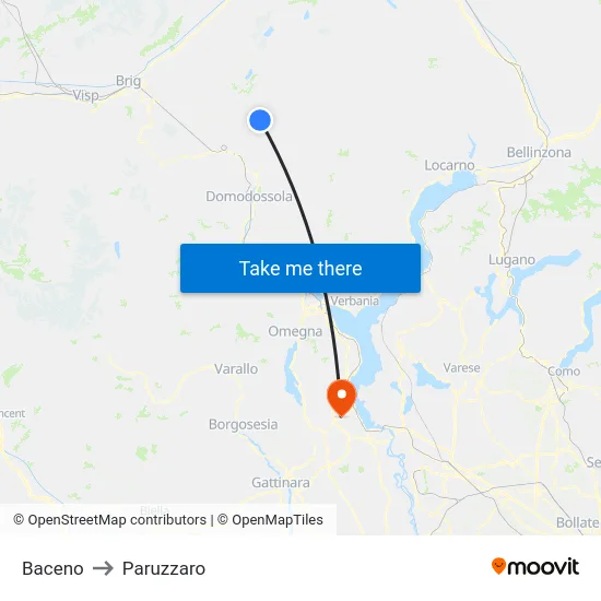 Baceno to Paruzzaro map