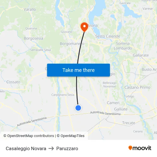 Casaleggio Novara to Paruzzaro map