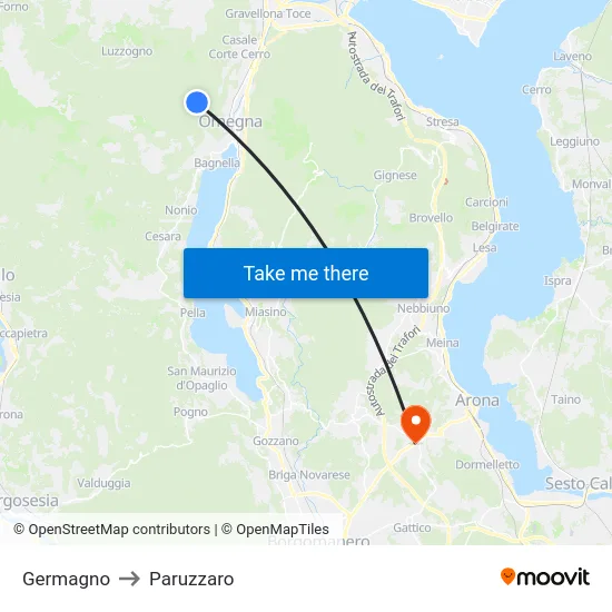 Germagno to Paruzzaro map