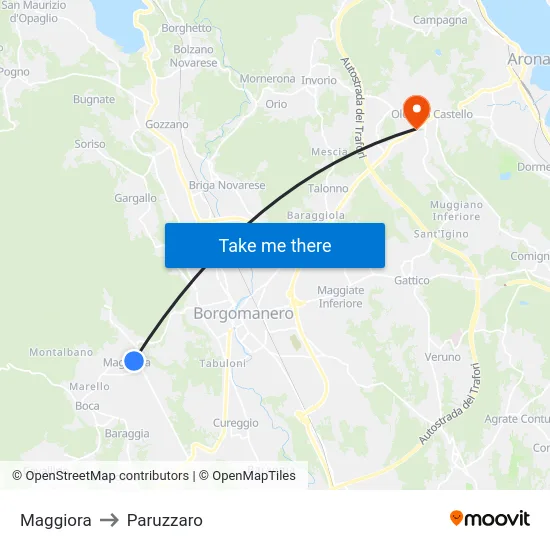 Maggiora to Paruzzaro map