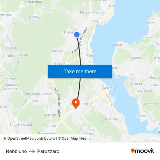 Nebbiuno to Paruzzaro map
