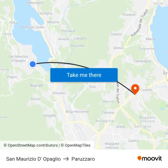 San Maurizio D' Opaglio to Paruzzaro map