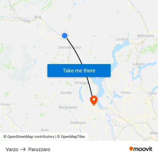 Varzo to Paruzzaro map