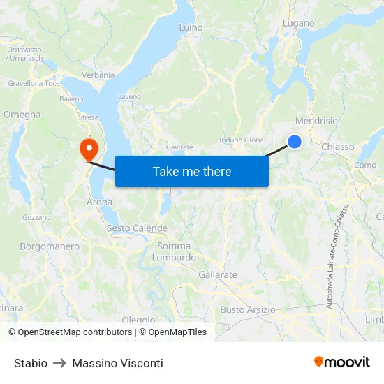 Stabio to Massino Visconti map
